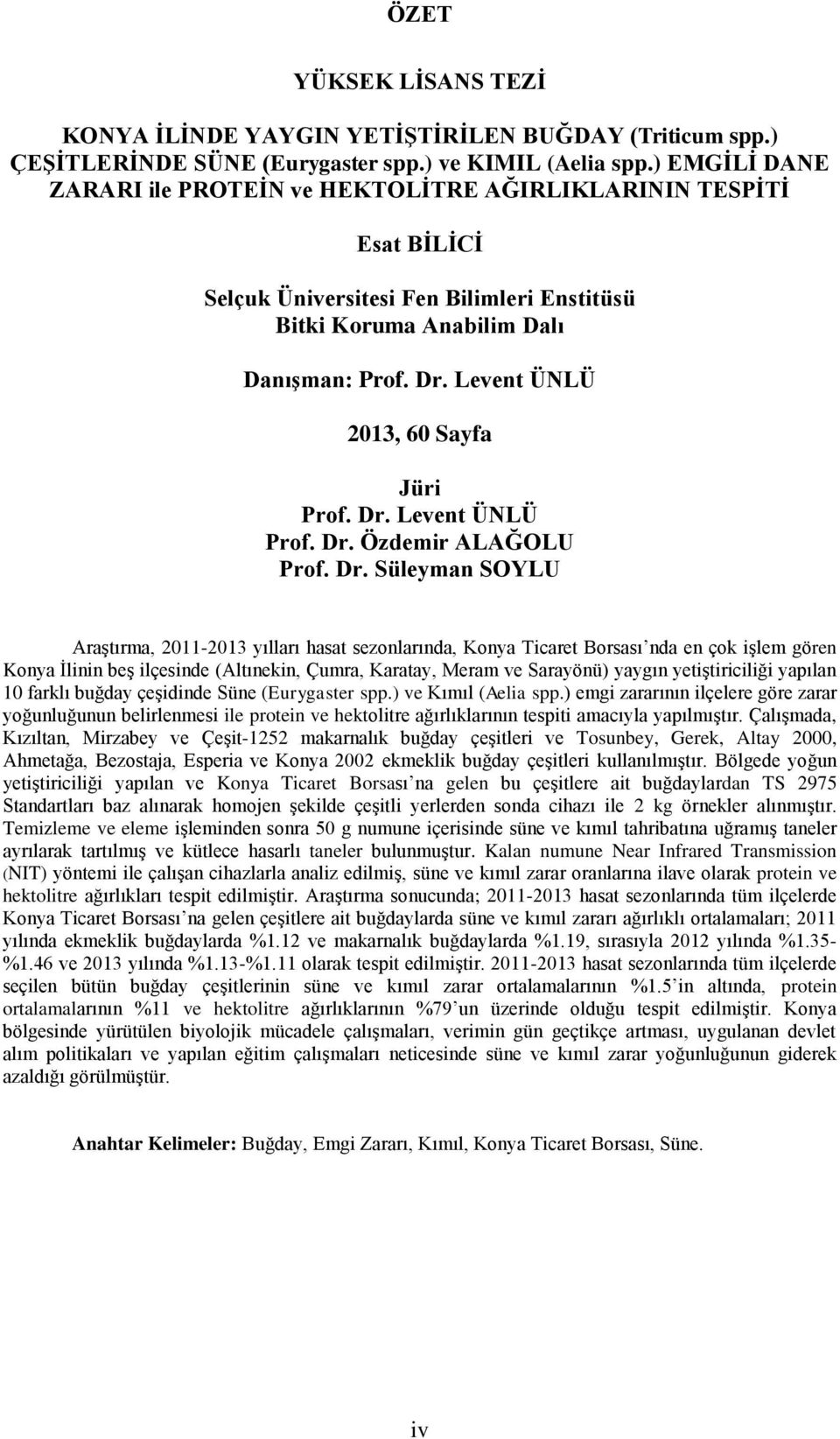 Levent ÜNLÜ 2013, 60 Sayfa Jüri Prof. Dr.