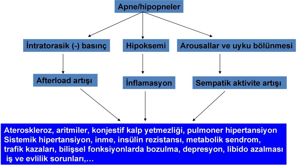 yetmezliği, pulmoner hipertansiyon Sistemik hipertansiyon, inme, insülin rezistansı, metabolik