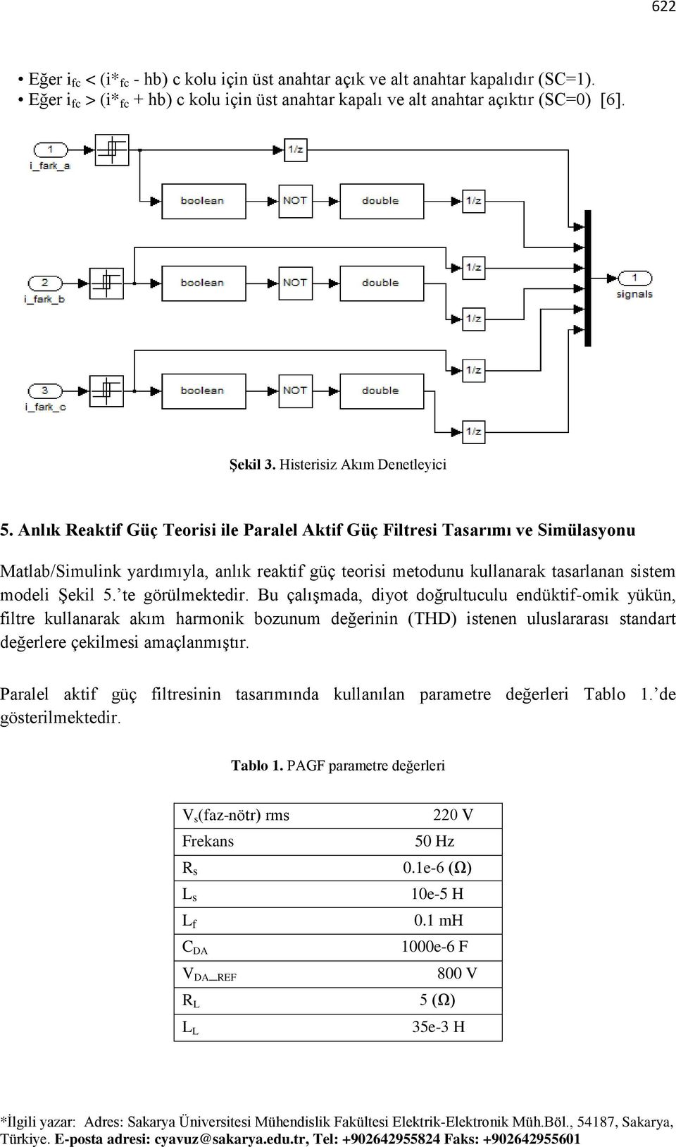 Anlık Reaktif Güç Teorisi ile Paralel Aktif Güç Filtresi Tasarımı ve Simülasyonu Matlab/Simulink yardımıyla, anlık reaktif güç teorisi metodunu kullanarak tasarlanan sistem modeli Şekil 5.