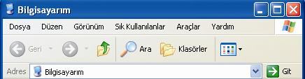 Masaüstünde bulunan Bilgisayarım simgesi fare ile çift tıklandığında aşağıdaki pencere açılır.