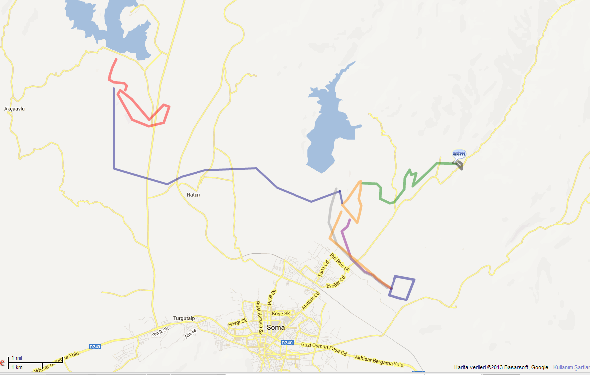 STOK SAHASI, KÖMÜR OCAKLARI, HAZIR BETON SANTRALLERİ, KOLOĞLU-1, KOLOĞLU-2 Sevişler Barajı Dip Savağında Derivasyon L=1.400 m Boru Hattı (L=2.400 m) Koloğlu-1 Göleti Boru Hattı (L=8.