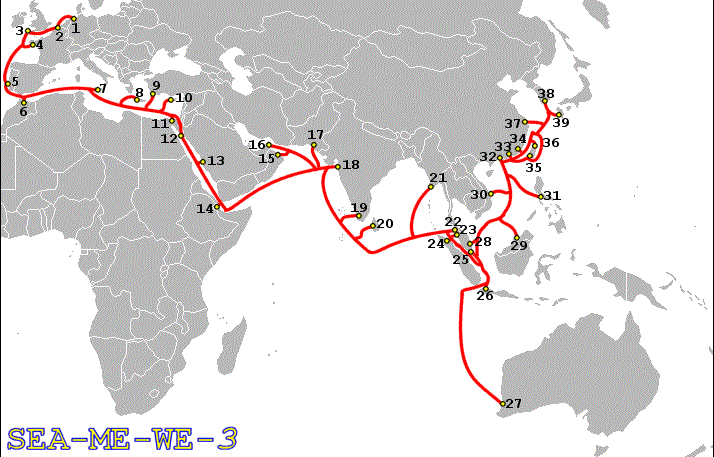 TOPTAN SMW3 DENİZALTI KABLO HİZMETİ KAPSAM DOKÜMANI HİZMETİN TANIMI SMW3 (SEA-ME-WE 3, South East Asia-Middle East-Western Europe 3), Güneydoğu Asya, Ortadoğu ve Batı Avrupa yı birbirine bağlayan bir