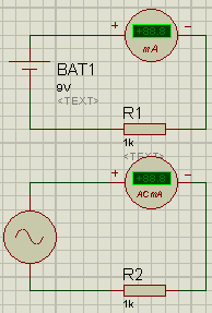 2. Dc ve Ac Ampermetre : Tasarım araç çubuğunda bulunan Instruments butonuna tıklanarak gelen