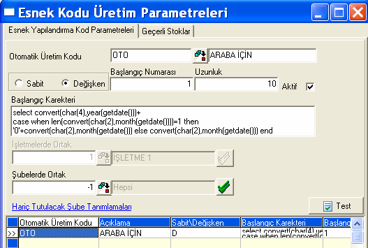 Eğer birden fazla aktif kod üretme tanımı varsa, ilk bulunan tanıma göre kod üretilecektir.