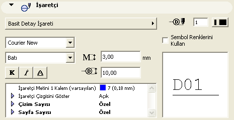 ARCHICAD 9 İLE KOLAY MİMARİ MODELLEME ve GÖRSELLEŞTİRME 1D-Detay işaretinin çizime yerleşim açısı burada belirlenir.