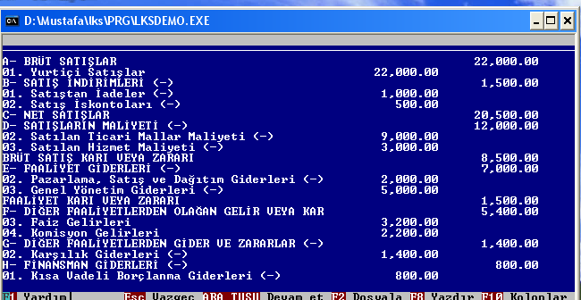 ġekil 2.1: Bilgisayar programından alınmıģ gelir tablosu 2.3. Gelir Tablosunun Hazırlanması Dönem sonu envanter iģlemleri tamamlandıktan sonra,gelir tablosunun hazırlanması gerekir.