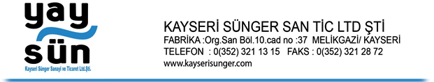 1 KAYSERİ SÜNGER SİPARİŞ