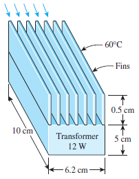 Bir fan 25 o C deki havayı kanatlar arasındaki boşluğa paralel olarak üflemektedir. Isı alıcı 12 W lık ısı yaymakta ve ısı alıcının taban sıcaklığı 60 o C yi aşmamaktadır.