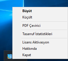 2) Büyüt seçeneğini seçtiğinizde, ana ekranı (Şekil 3) aktif hale getirmiş olacaksınız.