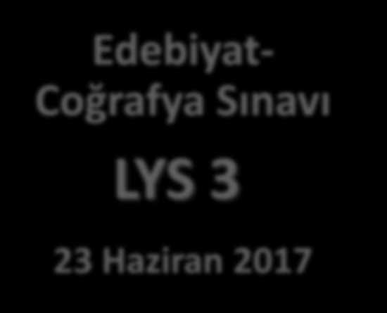 Y G S L Y S S ı n a v T a k v i m i 2 0 1 6-2 0 1 7 Yükseköğretime Giriş Sınavı 12 Mart 2017 Matematik Sınavı LYS 1 09 Haziran 2017 Sosyal Bilimler Sınavı