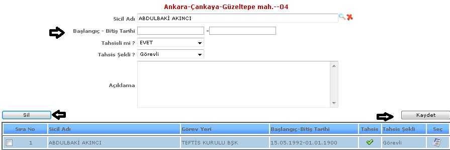 Yeni butonumuza tıkladığımızda karşımıza gelen ekranımızdır. Gelen ekranda adı, ülkesi, bölgesi, ili, ilçesi vb.