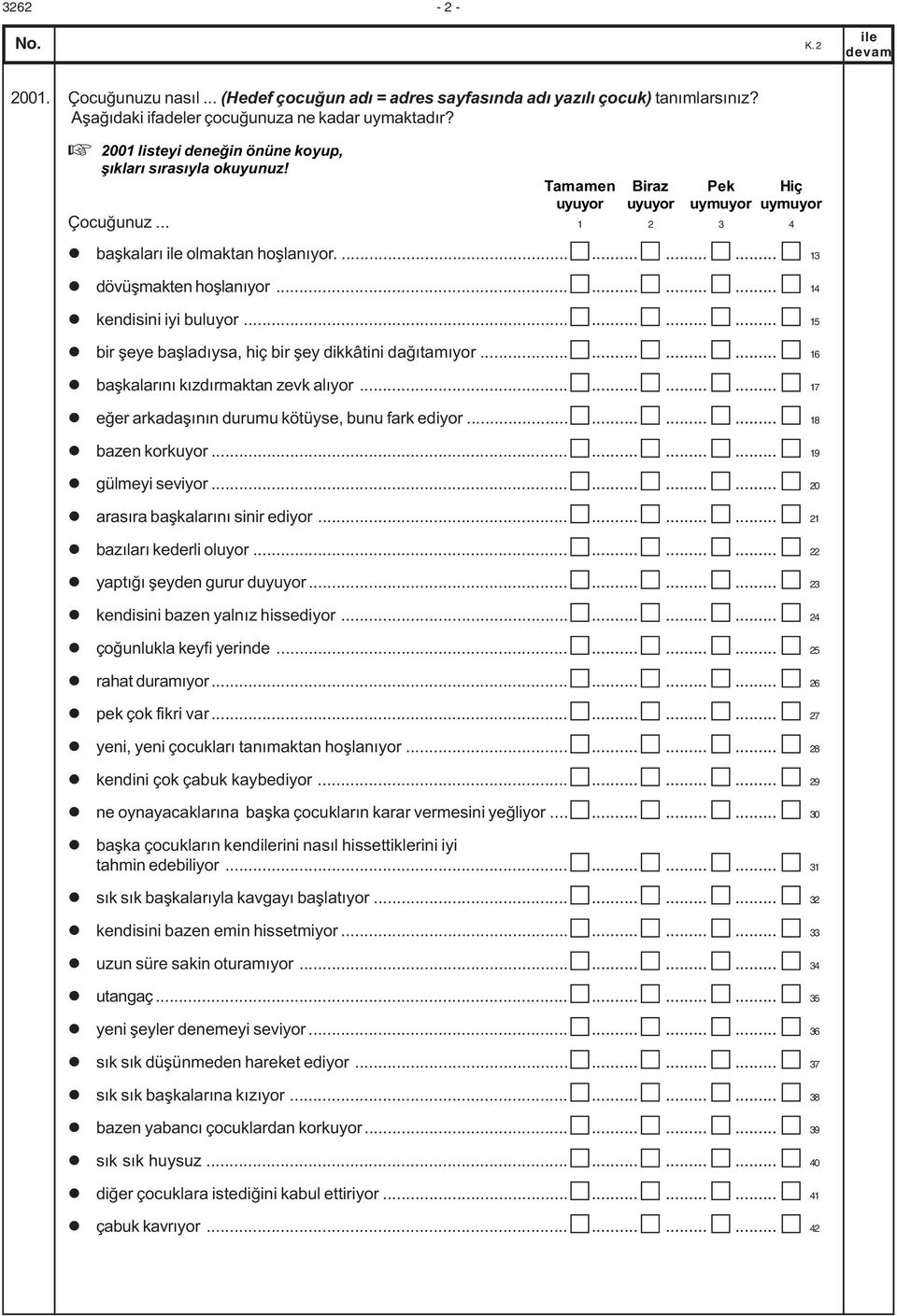 ........... 14 kendisini iyi buuyor............ 15 bir þeye baþadýysa, hiç bir þey dikkâtini daðýtamýyor............ 16 baþkaarýný kýzdýrmaktan zevk aýyor.