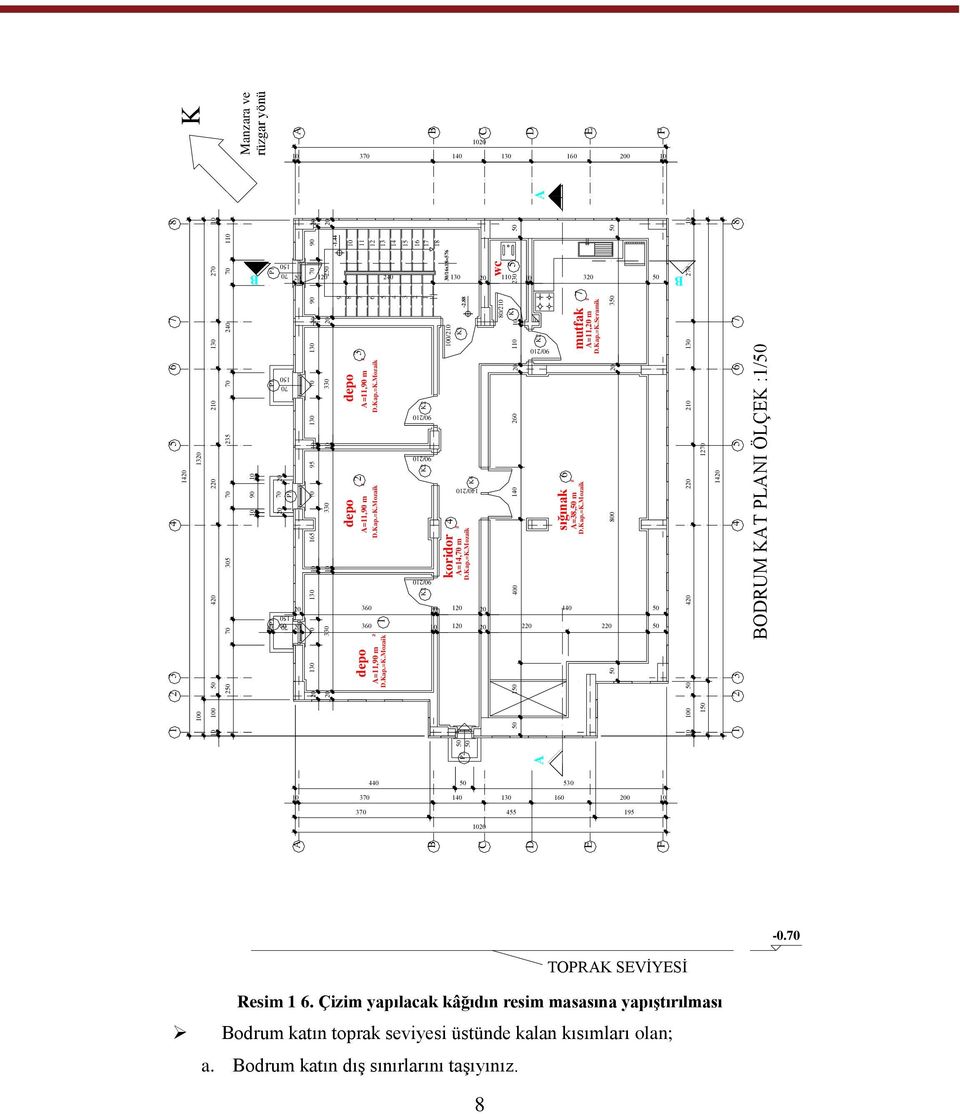 44 11 12 13 14 15 16 17 140/2 1 240 A=38, m ² 4 5 140 sığınak D.Kap.=K.Mozaik K4 2 6 260 2-2.88 1 K1 230 7 30/16x18=576 wc 5 90/2 3 1 3 A=11, m ² 0/2 K2 K3 80/2 mutfak D.Kap.=K.Seramik 130 2 6 7 8 Manzara ve rüzgar yönü A B C D E F K B 3 140 130 160 0 440 2 2 440 530 3 140 130 160 0 3 455 195-0.