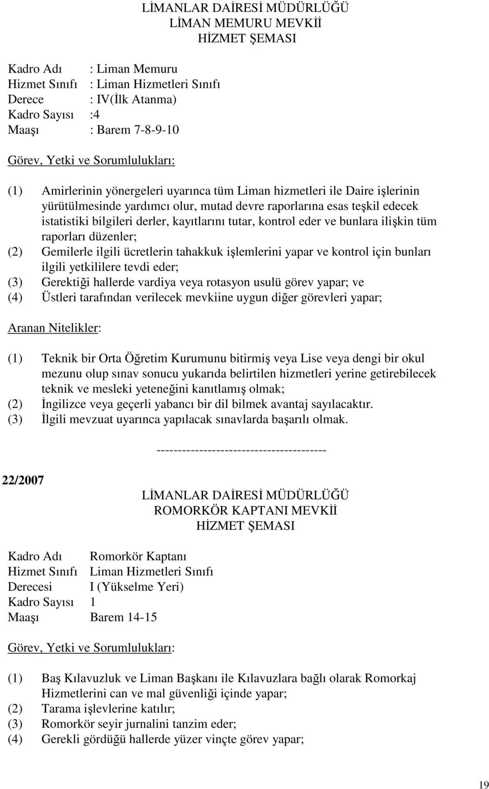 düzenler; (2) Gemilerle ilgili ücretlerin tahakkuk işlemlerini yapar ve kontrol için bunları ilgili yetkililere tevdi eder; (3) Gerektiği hallerde vardiya veya rotasyon usulü görev yapar; ve (4)