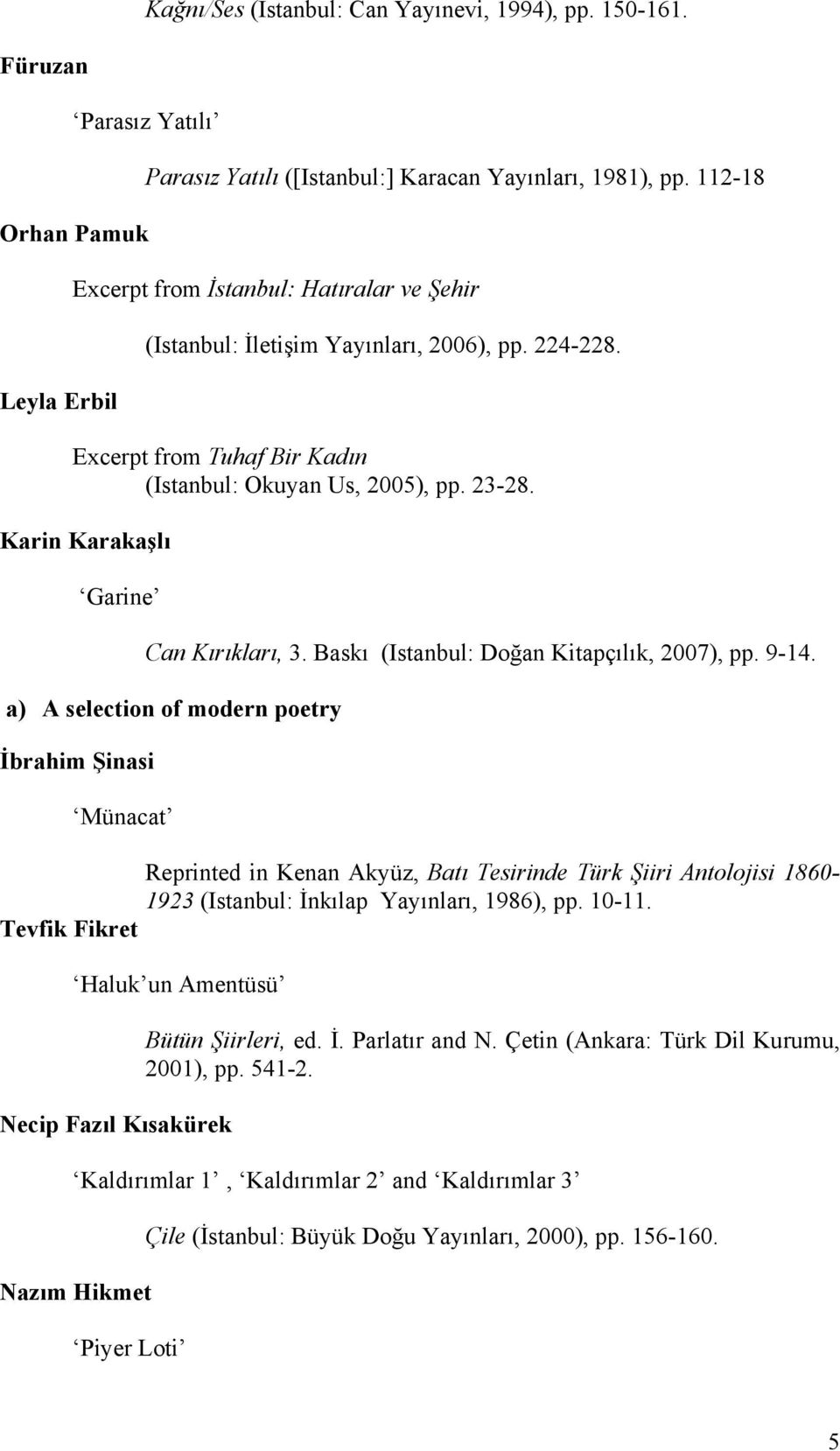 Karin Karakaşlı Garine Can Kırıkları, 3. Baskı (Istanbul: Doğan Kitapçılık, 2007), pp. 9-14.