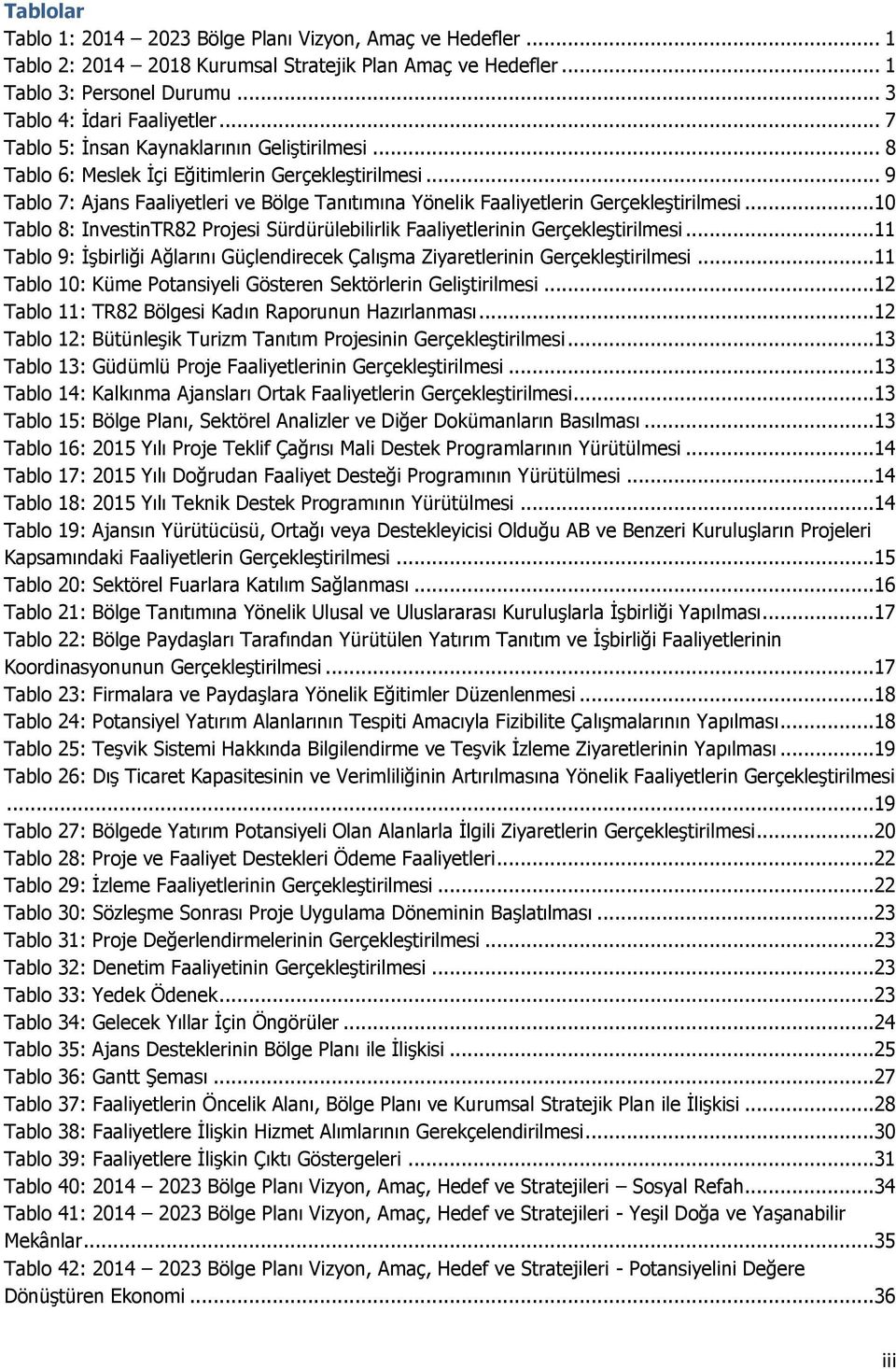 ..10 Tablo 8: InvestinTR82 Projesi Sürdürülebilirlik Faaliyetlerinin...11 Tablo 9: İşbirliği Ağlarını Güçlendirecek Çalışma Ziyaretlerinin.