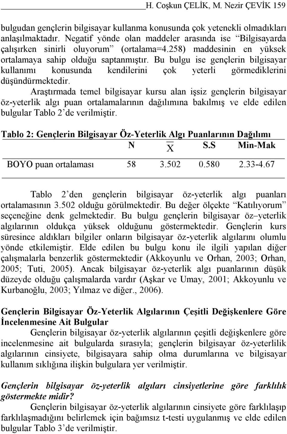 Bu bulgu ise gençlerin bilgisayar kullanımı konusunda kendilerini çok yeterli görmediklerini düşündürmektedir.