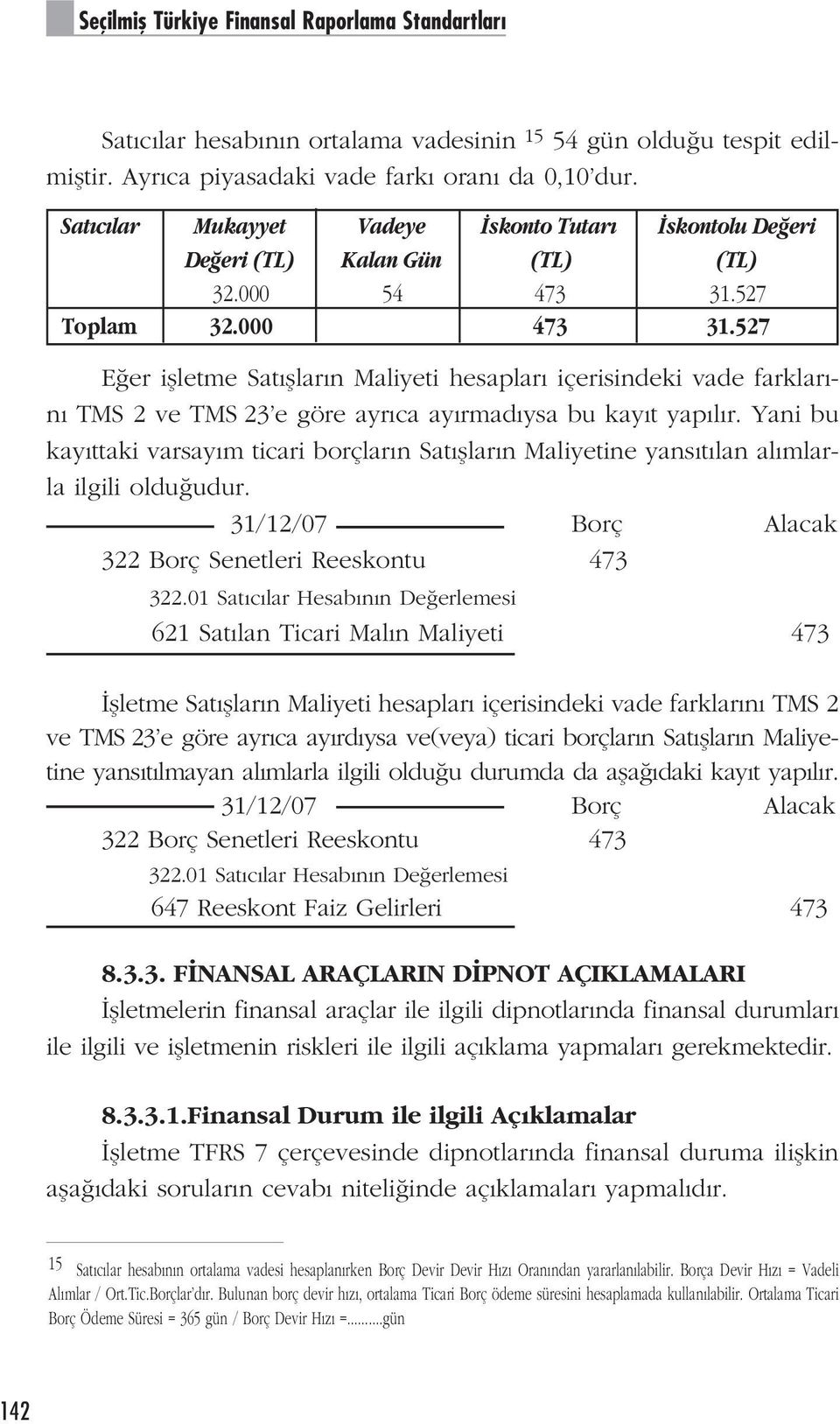 527 E er iflletme Sat fllar n Maliyeti hesaplar içerisindeki vade farklar - n TMS 2 ve TMS 23 e göre ayr ca ay rmad ysa bu kay t yap l r.