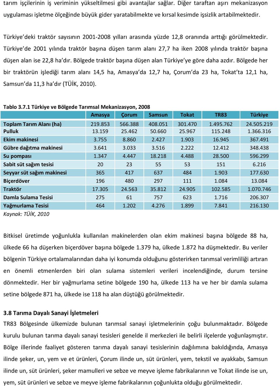 Türkiye deki traktör sayısının 2001-2008 yılları arasında yüzde 12,8 oranında arttığı görülmektedir.