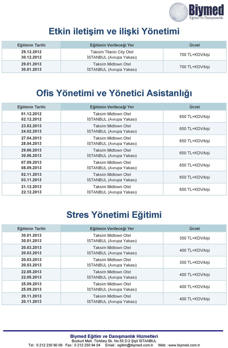 11.2013 03.11.2013 21.12.2013 22.12.2013 Stres Yönetimi Eğitimi 30.01.2013 30.01.2013 20.03.2013 20.03.2013 20.03.2013 20.03.2013 22.05.