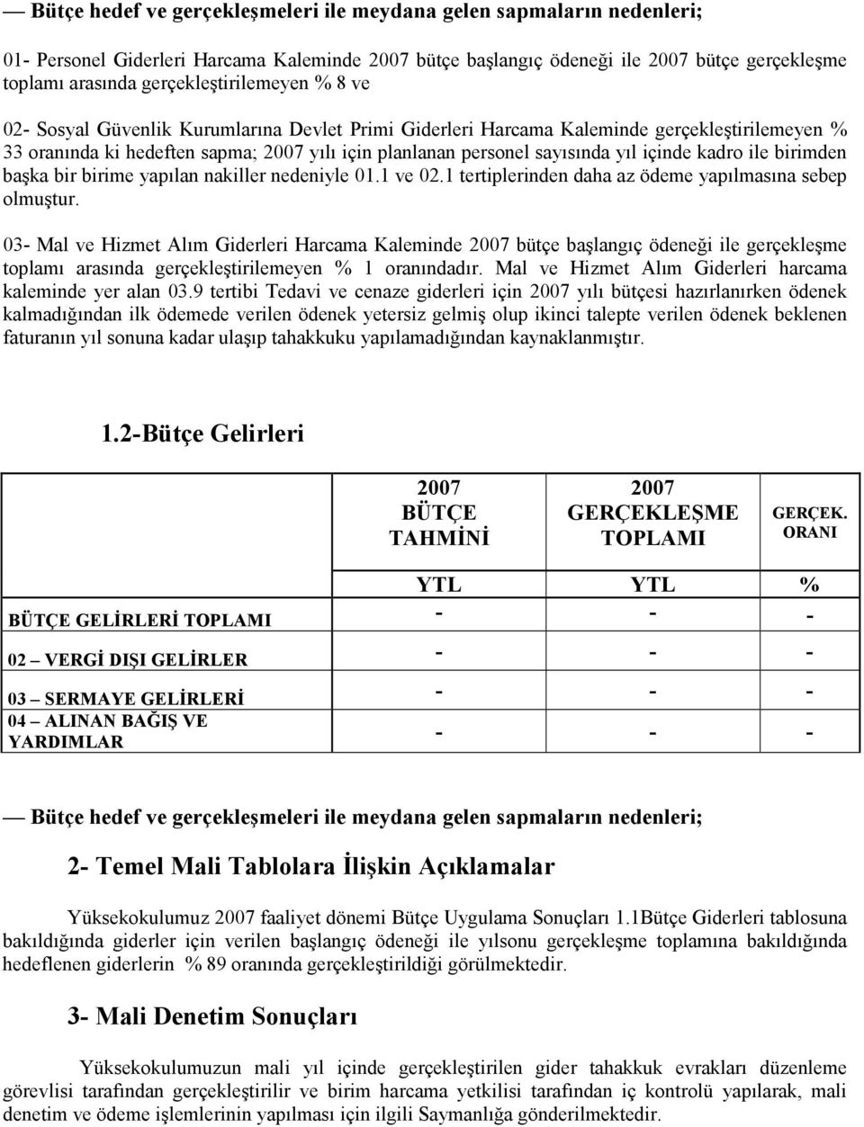 yıl içinde kadro ile birimden başka bir birime yapılan nakiller nedeniyle 01.1 ve 02.1 tertiplerinden daha az ödeme yapılmasına sebep olmuştur.