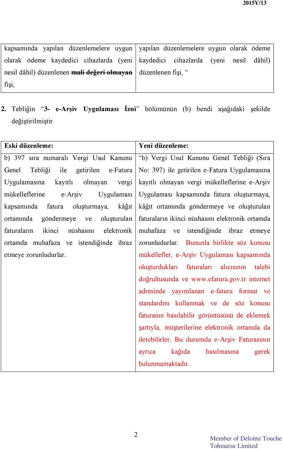 b) 397 sıra numaralı Vergi Usul Kanunu Genel Tebliği ile getirilen e-fatura Uygulamasına kayıtlı olmayan vergi mükelleflerine e-arşiv Uygulaması kapsamında fatura oluşturmaya, kâğıt ortamında