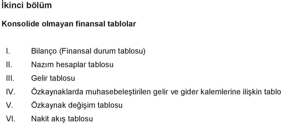 Gelir tablosu IV.