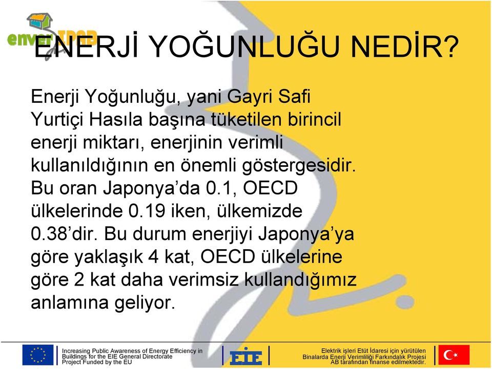 enerjinin verimli kullanıldığının en önemli göstergesidir. Bu oran Japonya da 0.