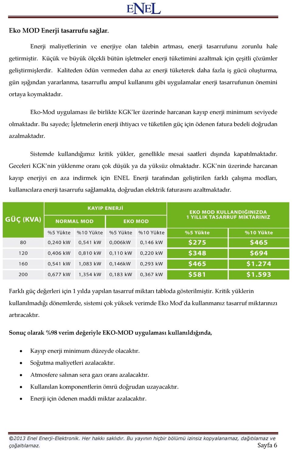 Kaliteden ödün vermeden daha az enerji tüketerek daha fazla iş gücü oluşturma, gün ışığından yararlanma, tasarruflu ampul kullanımı gibi uygulamalar enerji tasarrufunun önemini ortaya koymaktadır.