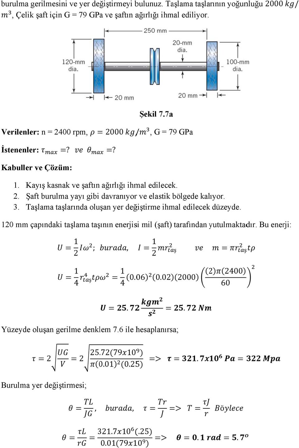 3. Taşlama taşlarında oluşan yer değiştirme ihmal edilecekk düzeyde. 120 mmm çapındaki taşlama taşının enerjisi mil (şaft) tarafından yutulmaktady dır.