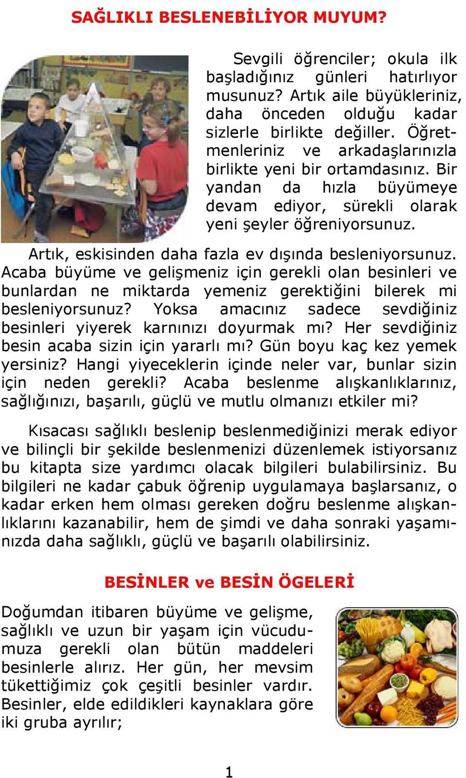 Artık, eskisinden daha fazla ev dışında besleniyorsunuz. Acaba büyüme ve gelişmeniz için gerekli olan besinleri ve bunlardan ne miktarda yemeniz gerektiğini bilerek mi besleniyorsunuz?