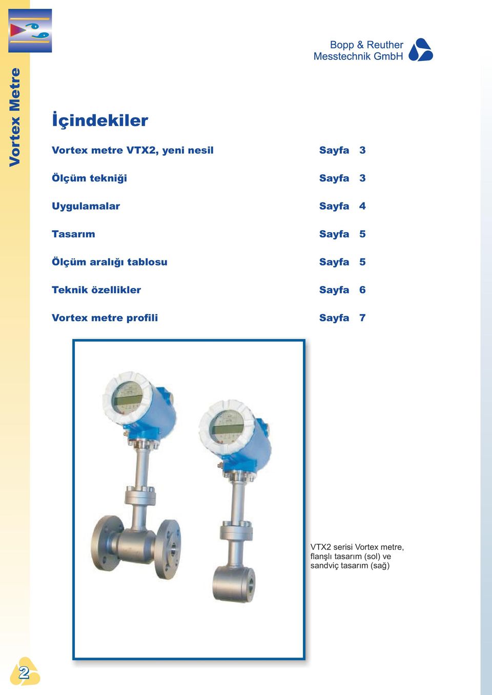 tablosu Sayfa 5 Teknik özellikler Sayfa 6 Vortex metre profili Sayfa