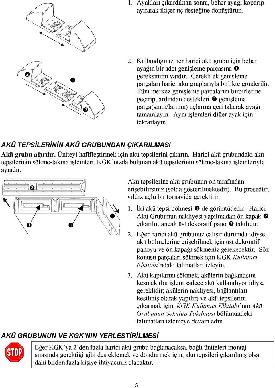 Tüm merkez genişleme parçalarõnõ birbirlerine geçirip, ardõndan destekleri $ genişleme parça(sõnõn/larõnõn) uçlarõna geri takarak ayağõ tamamlayõn. Aynõ işlemleri diğer ayak için tekrarlayõn.