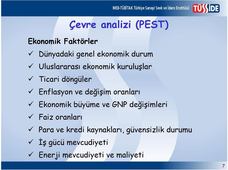 oranları Ekonomik büyüme ve GNP değişimleri Faiz oranları Para ve kredi