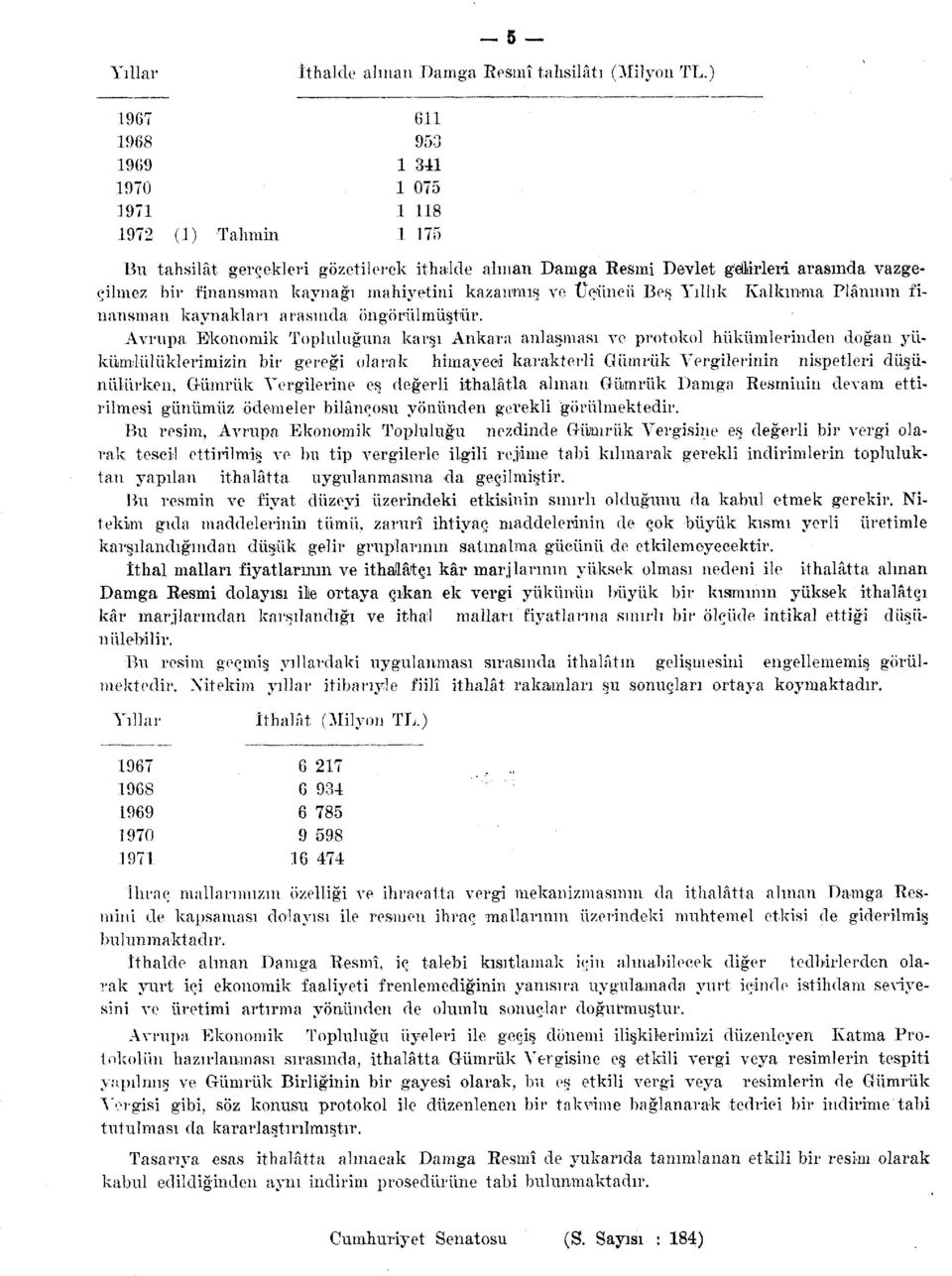 mahiyetini kazanmış ve üçüncü Beş Yıllık Kalkınma Plânının finansman kaynakları arasında öngörülmüştür.