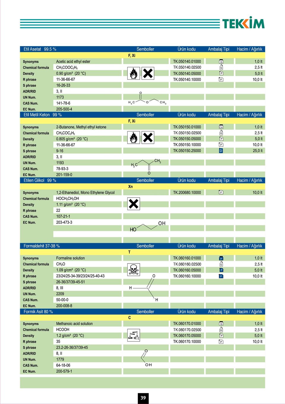 CX 2, lt Etilen likol 99 % Formaldehit 37-38