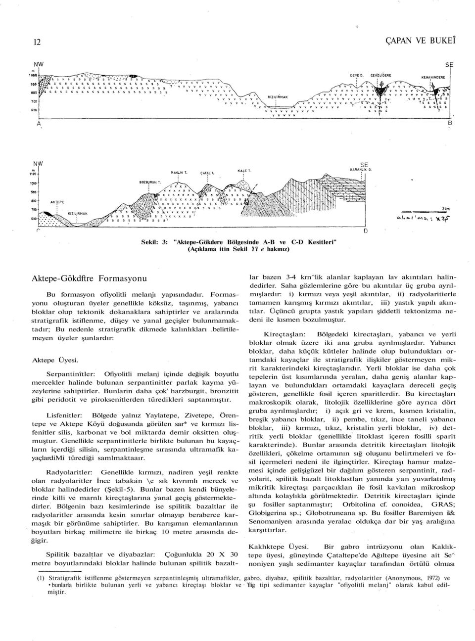 nedenle stratigrafik dikmede kalınlıkları.belirtilemeyen üyeler şunlardır: Aktepe Üyesi.