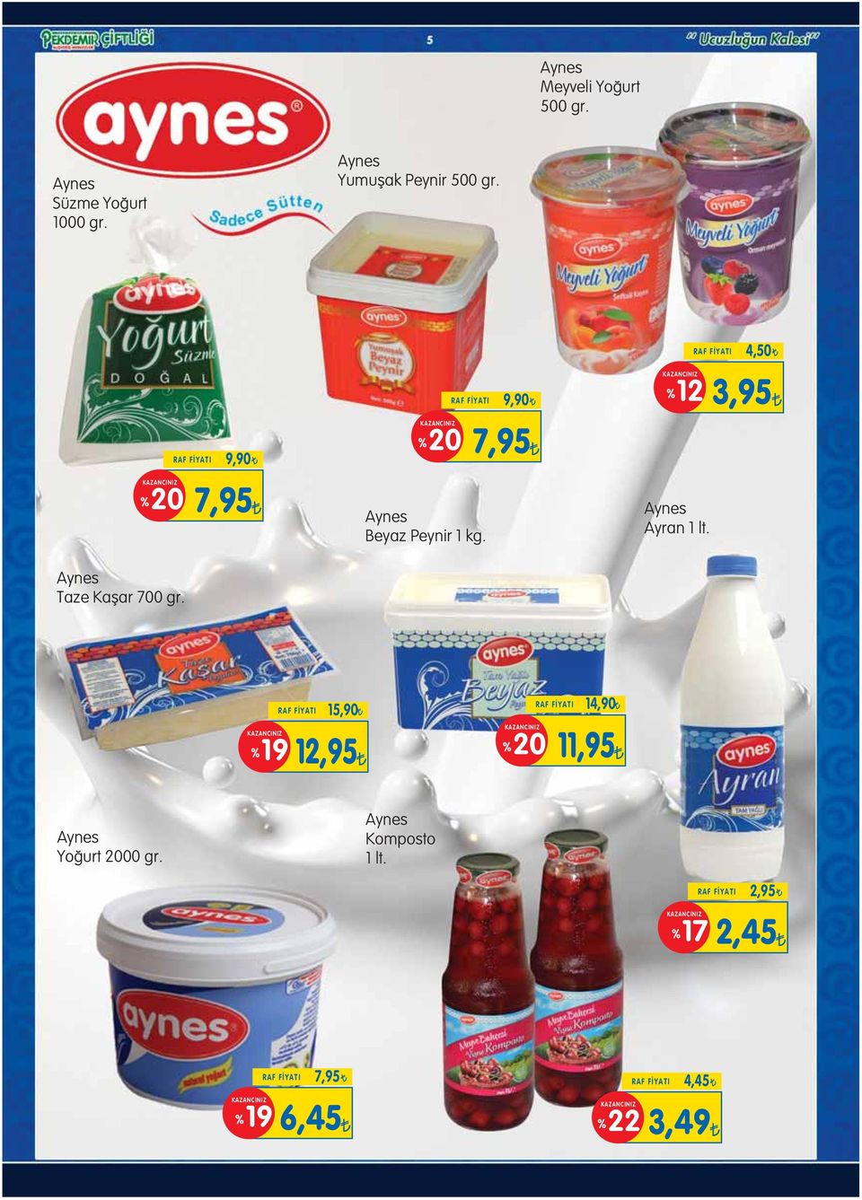 RAF FİYATI 9,90 7,95 %12 Aynes Ayran 1 lt.