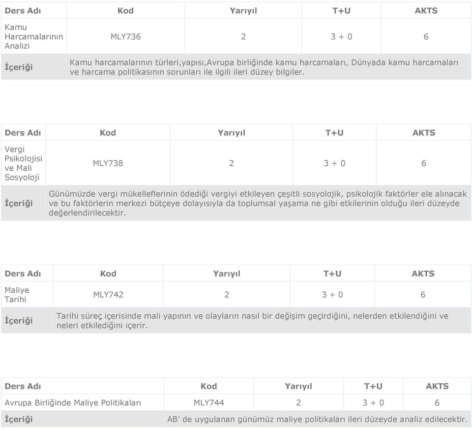 Vergi Psikolojisi ve Mali Sosyoloji MLY738 2 3 + 0 6 Günümüzde vergi mükelleflerinin ödediği vergiyi etkileyen çeşitli sosyolojik, psikolojik faktörler ele alınacak ve bu faktörlerin merkezi bütçeye