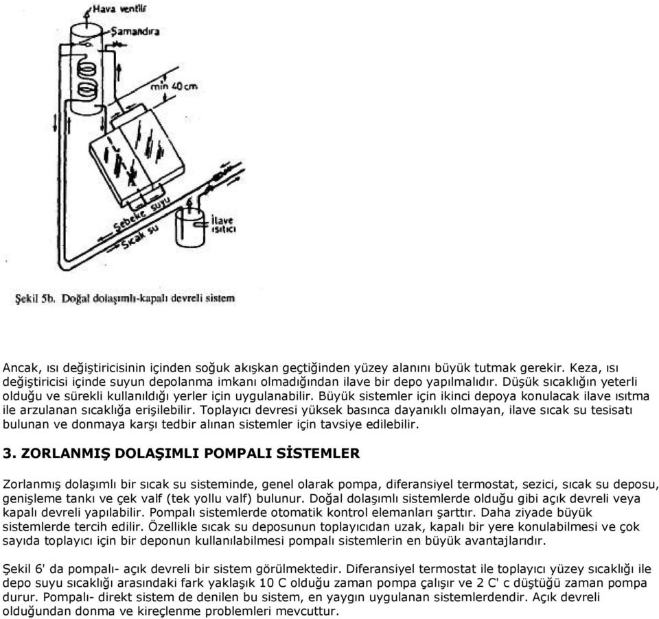 Toplayıcı devresi yüksek basınca dayanıklı olmayan, ilave sıcak su tesisatı bulunan ve donmaya karşı tedbir alınan sistemler için tavsiye edilebilir. 3.