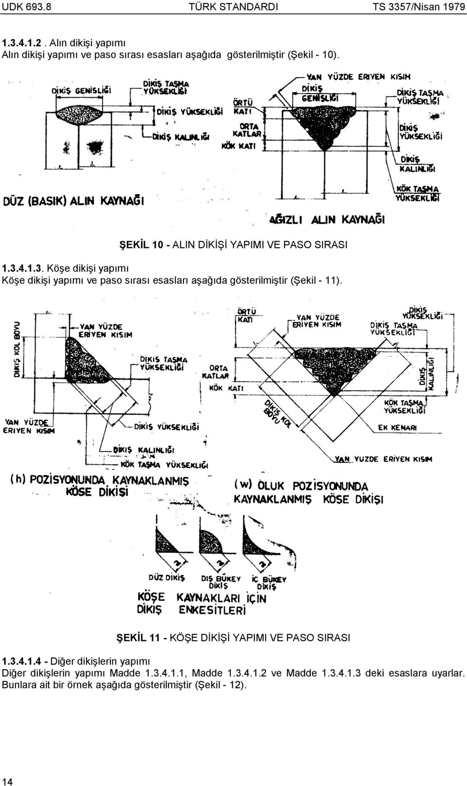 4.1.3. Köşe dikişi yapõmõ Köşe dikişi yapõmõ ve paso sõrasõ esaslarõ aşağõda gösterilmiştir (Şekil - 11).