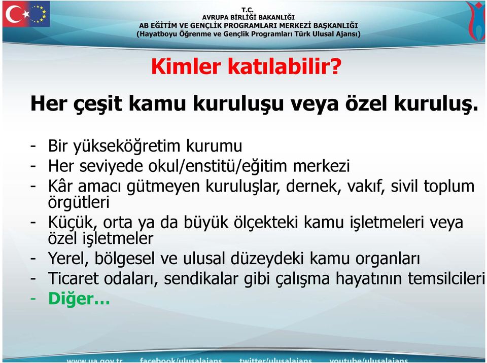 kuruluşlar, dernek, vakıf, sivil toplum örgütleri - Küçük, orta ya da büyük ölçekteki kamu