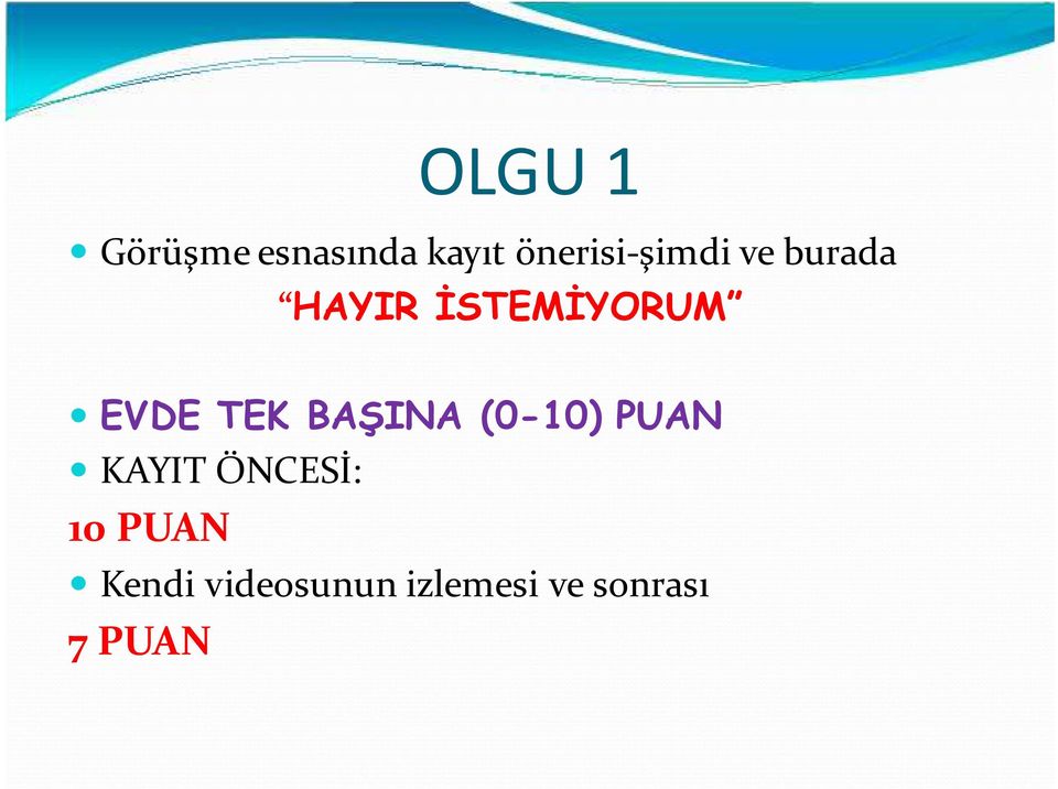 EVDE TEK BAŞINA (0-10) PUAN KAYIT ÖNCESİ: