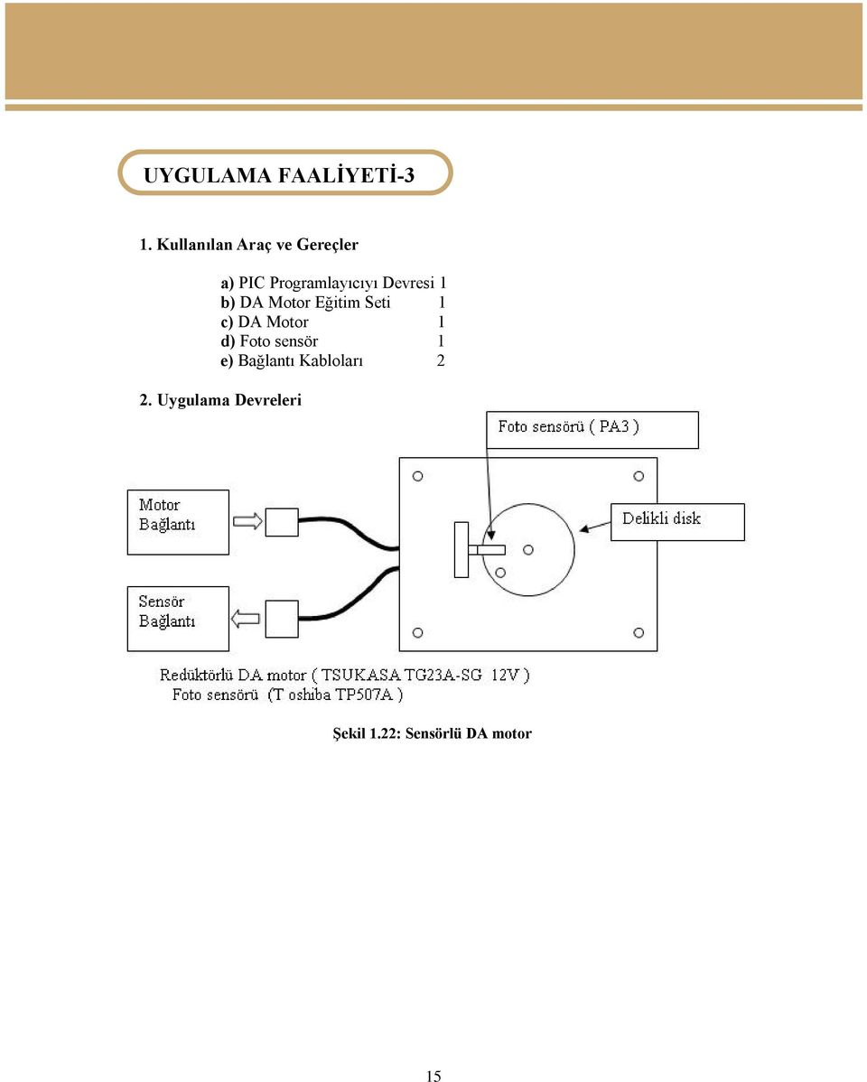 Devresi 1 b) DA Motor Eğitim Seti 1 c) DA Motor 1 d)