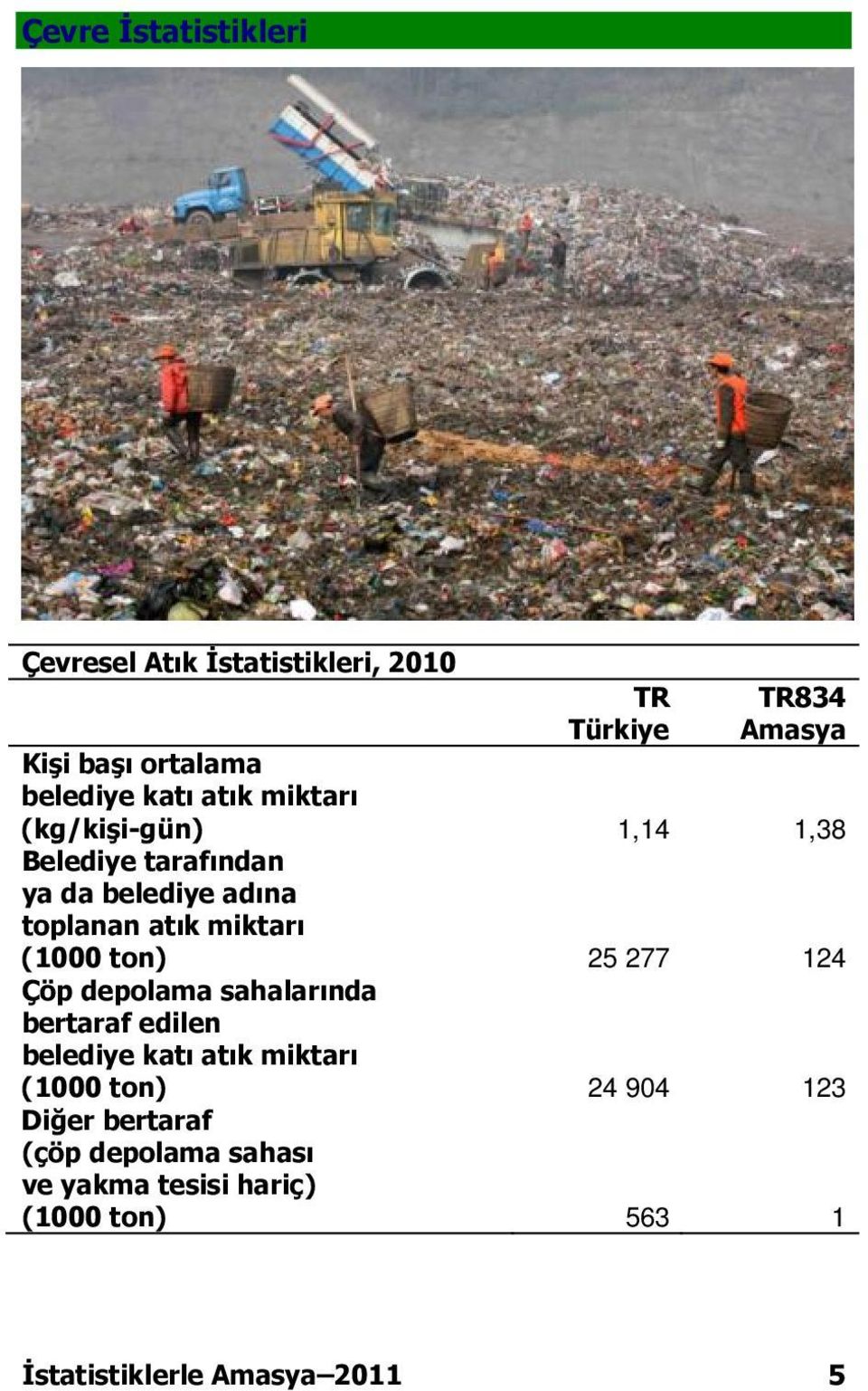 (1000 ton) 25 277 124 Çöp depolama sahalarında bertaraf edilen belediye katı atık miktarı (1000 ton) 24 904