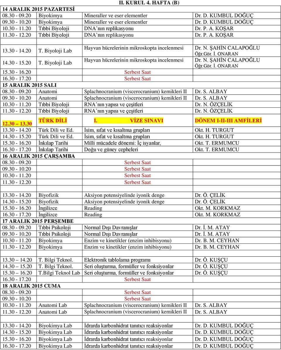 30-09.20 Anatomi Splachnocranium (viscerocranium) kemikleri II Dr. S. ALBAY 09.30-10.20 Anatomi Splachnocranium (viscerocranium) kemikleri II Dr. S. ALBAY 10.30-11.