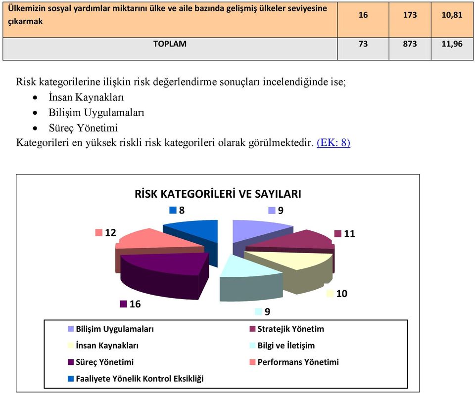 Kategorileri en yüksek riskli risk kategorileri olarak görülmektedir.