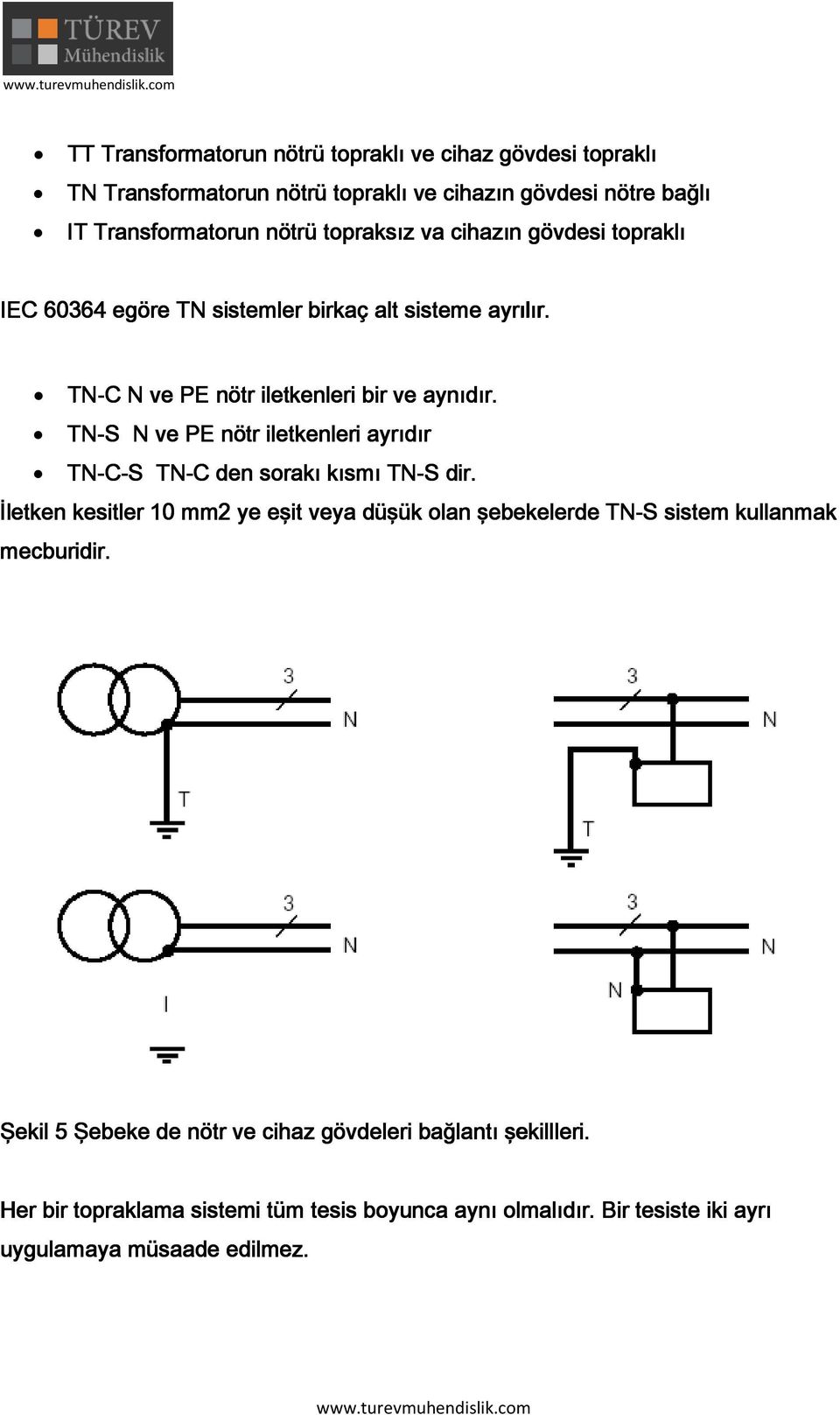 TN- N ve nötr iletkenleri yrıır TN-C- TN-C en sorkı kısmı TN- ir.
