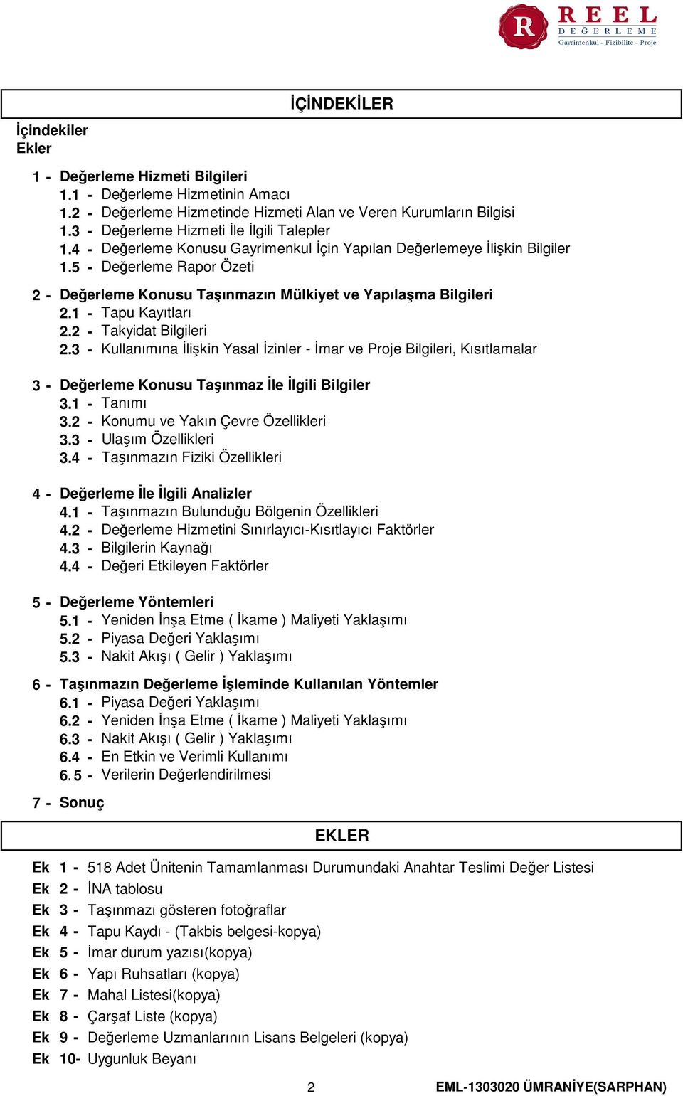 1 - Tapu Kayıtları 2.2 - Takyidat Bilgileri 2.3 - Kullanımına İlişkin Yasal İzinler - İmar ve Proje Bilgileri, Kısıtlamalar 3-4 - 5-6 - 7 - Değerleme Konusu Taşınmaz İle İlgili Bilgiler 3.