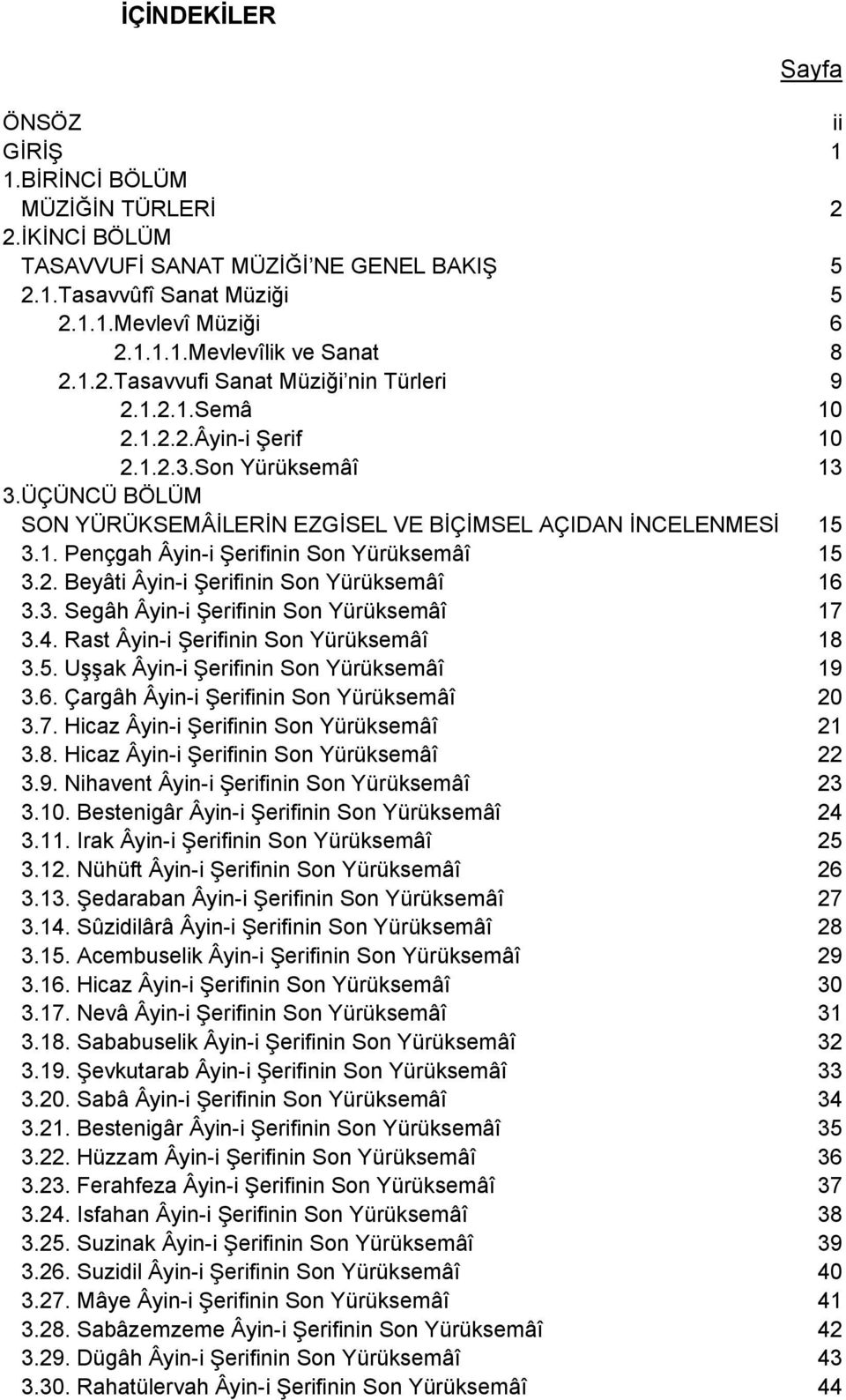 2. Beyâti Âyin-i Şerifinin Son Yürüksemâî 16 3.3. Segâh Âyin-i Şerifinin Son Yürüksemâî 17 3.4. Rast Âyin-i Şerifinin Son Yürüksemâî 18 3.5. Uşşak Âyin-i Şerifinin Son Yürüksemâî 19 3.6. Çargâh Âyin-i Şerifinin Son Yürüksemâî 20 3.